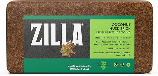 Zilla Coconut Husk Brick, Organic Bedding for Reptiles, Made with 100% Coconut Fiber, Ideal for Tropical Habitats and Egg Incubation Zilla