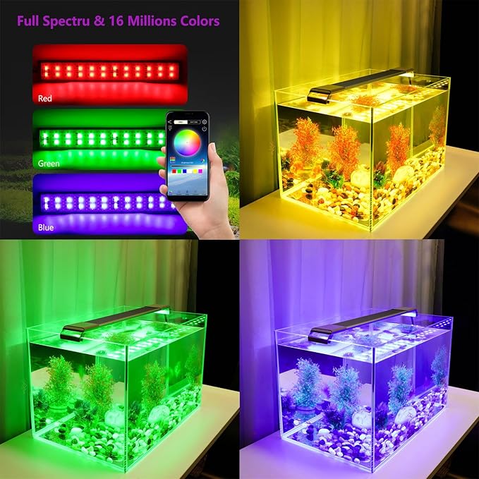 LED Aquarium Lights, Smart App Timing Fish Tank Light, RGBW Full Spectru Aquarium Lamp 27 Inches & 69cm (2024 App Pro Max Version) Jenklight