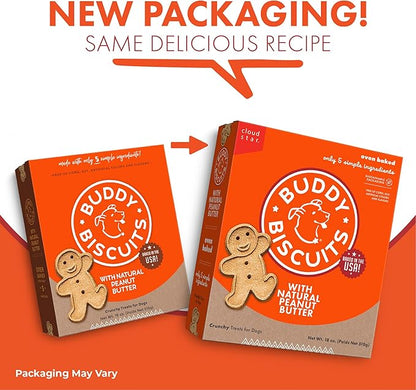 Buddy Biscuits Crunchy Dog Treats, Peanut Butter, 18 oz. Box - PAWPICO