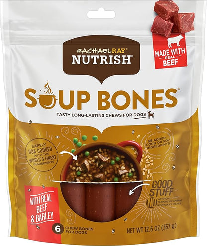 Rachael Ray Nutrish Soup Bones Dog Treats, Beef & Barley Flavor, 6 Bones - PAWPICO