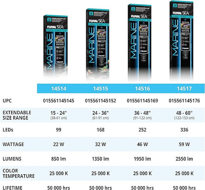 Fluval Sea Marine 3.0 LED Aquarium Lighting for Coral Growth, 46 Watts, 36-46 Inches Fluval