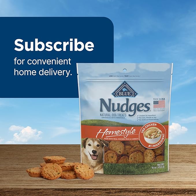 Blue Buffalo Nudges Homestyle Natural Dog Treats, Made in the USA with Real Chicken, Peas, and Carrots, 16-oz. Bag - PAWPICO