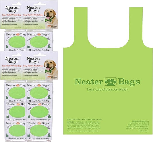 Neater Pet Brands Neater Bags - Dog Waste Poop Bags - Dispense One at a Time Like Tissues - No Rolls to Fuss With - Easy-Tie Handles (180 Bags)… - PAWPICO