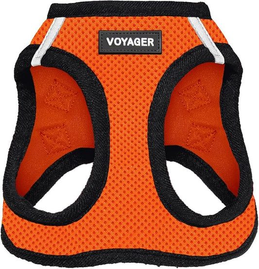 Voyager Step-In Air Dog Harness - All Weather Mesh, Reflective, No Pull Harness for Small, Medium Dogs, Cats - Secure with Hook & Loop Fastener, Buckle, Double D-Rings - Orange/Black Trim, L BestPetSuppliesLLC