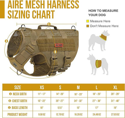 OneTigris No Pull Dog Harness for Small Dog, Mesh Design Breathable Military Dog Molle Vests with Handles, Service Dog Vest Harness for Walking Hiking Training OneTigris