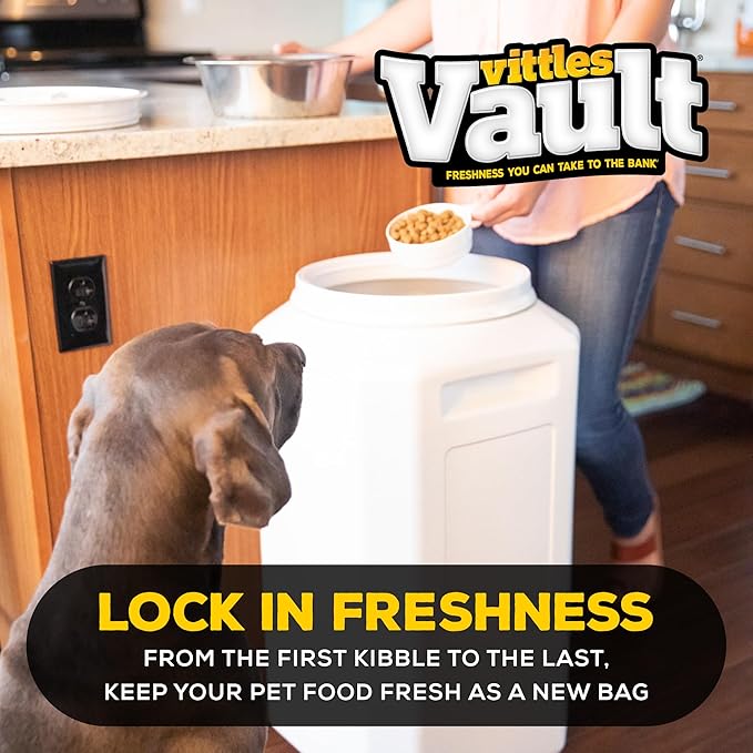 Gamma2 Vittles Vault Airtight Dog Food Storage Container - Fits up to 80 Pounds of Dry Pet Food - Perfect for Large Breeds and Livestock - BPA-Free Plastic - Made in the USA - 14" L x 28" H - PAWPICO