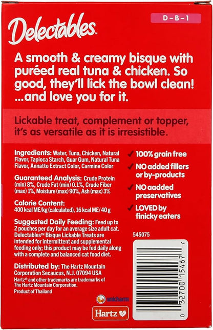Hartz Delectables Bisque Lickable Cat Treats, Tuna & Chicken, 30 Count Hartz
