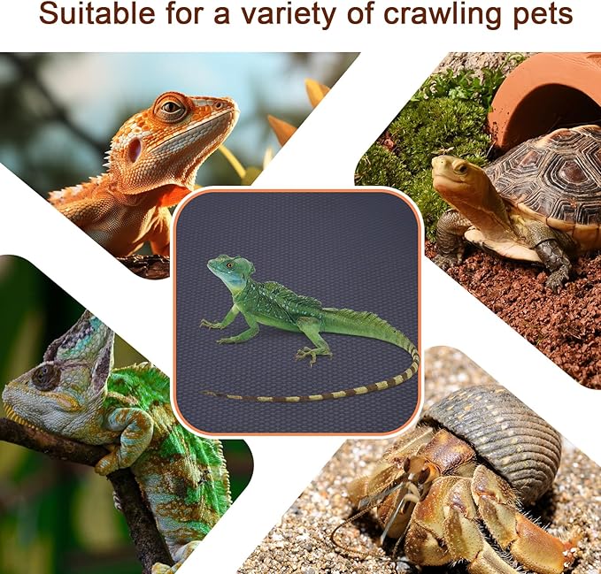 LEOLIO 17.7 x 120 Inch Bearded Dragon Tank Accessories, Non-Adhesive Reptile Carpet Liner for Leopard Gecko, Snake, Lizard, and Tortoise, Terrarium Mat Bedding for Tank Flooring (Black) LEOLIO