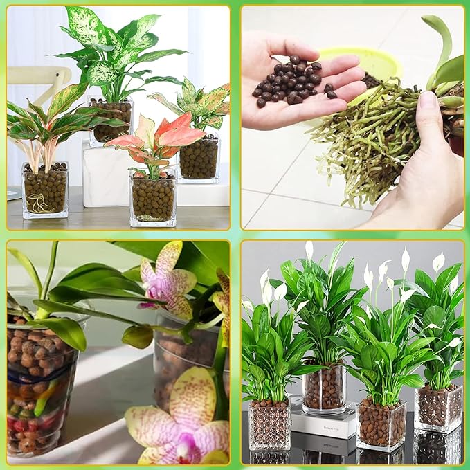 Halatool 18 LB Leca Clay Pebbles for Plants 4mm-16mm Clay Balls 100% Natural Hydroton Leca Balls for Indoor Plants Hydroponic Growing Gardening Orchids Drainage Decoration Aquaponics HALATOOL