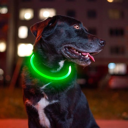 Led Dog Collar, BSEEN USB Rechargeable Flash Dog Necklace Light, Pet Safety Collar Makes Your Beloved Dogs Be Seen at Night for Small Medium Large Dogs BSEEN