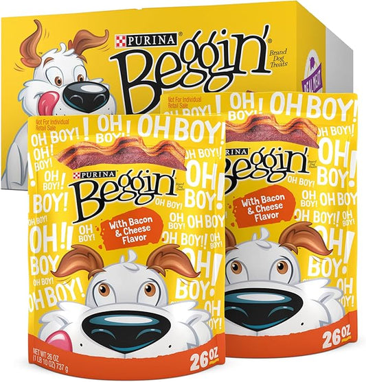 Purina Beggin' Strips With Real Meat Dog Training Treats With Bacon and Cheese Flavors - (Pack of 2) 26 oz. Pouches - PAWPICO
