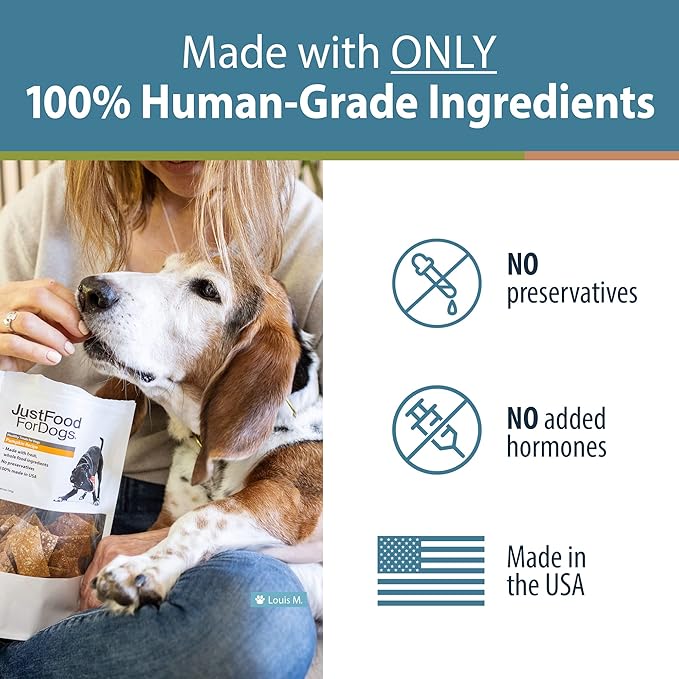 JustFoodForDogs Limited-Ingredient Pumpkin Healthy Dog Treats, Made in The USA, 5 oz - PAWPICO