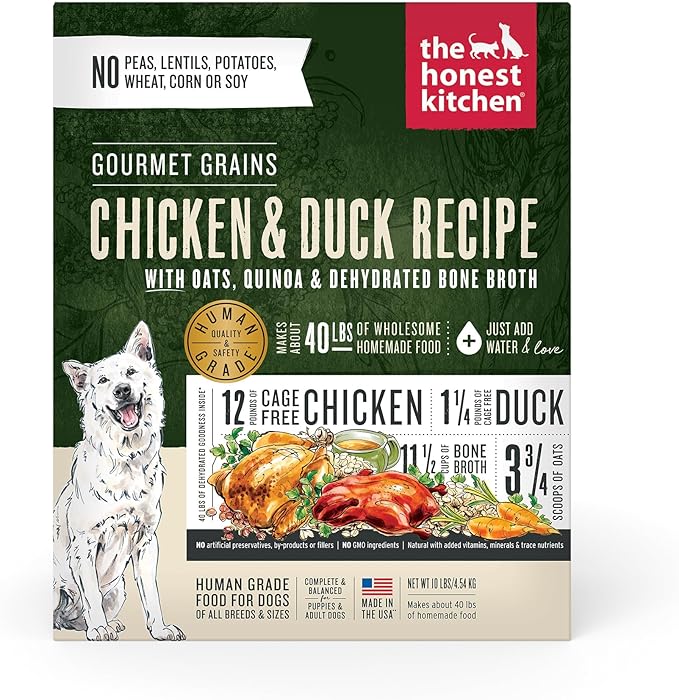 The Honest Kitchen Dehydrated Gourmet Grains Chicken & Duck Dog Food, 10 lb Box - PAWPICO