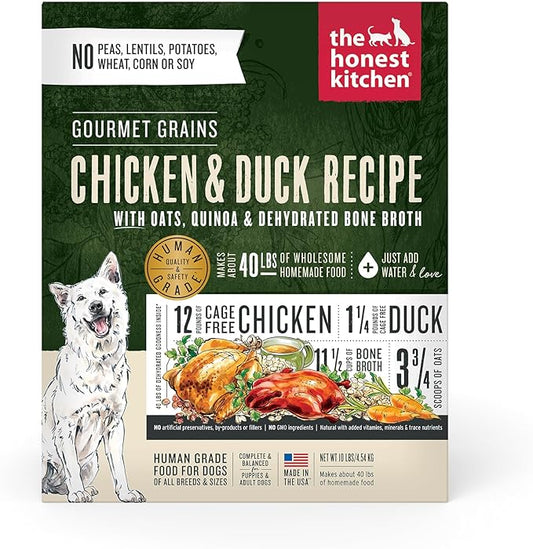 The Honest Kitchen Dehydrated Gourmet Grains Chicken & Duck Dog Food, 10 lb Box - PAWPICO