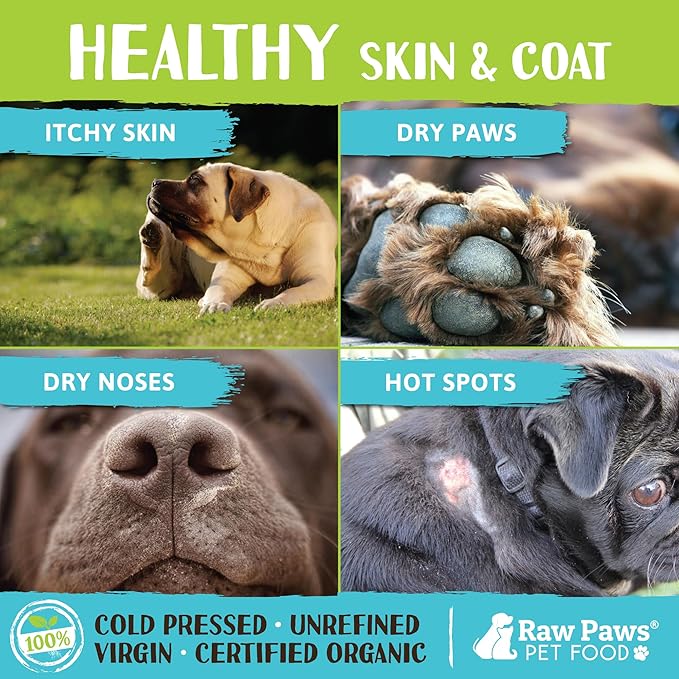Raw Paws Virgin Organic Coconut Oil for Dogs & Cats, 4-oz - Treatment for Itchy Skin, Dry Nose, Paws - Hot Spot Lotion for Dogs - Natural Hairball Remedy for Dogs Raw+Paws+Pet+Food