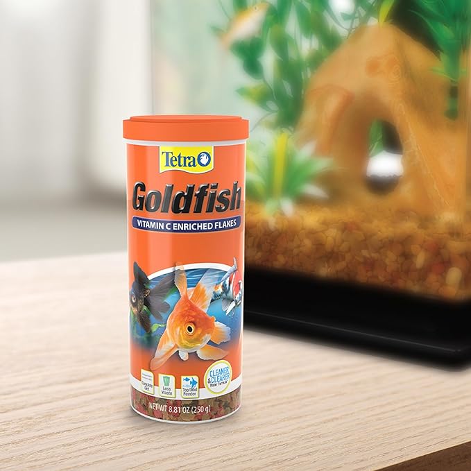 Tetra Goldfish Flakes, Nutritionally Balanced Diet for Aquarium Fish, Vitamin C Enriched Flakes, 8.81 Ounces Tetra
