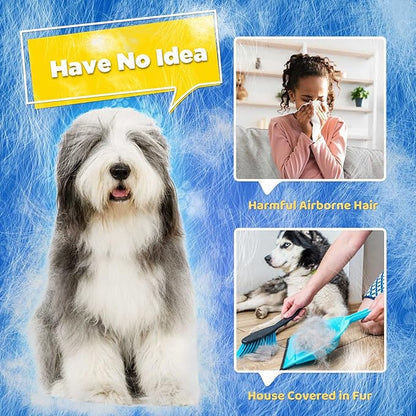 Upgrade Efficient Pet Hair Remover Gloves - Gentle Shedding Brushes for Dogs, Cats & Horses with Long and Short Hair - 1 Pair (Blue) - PAWPICO