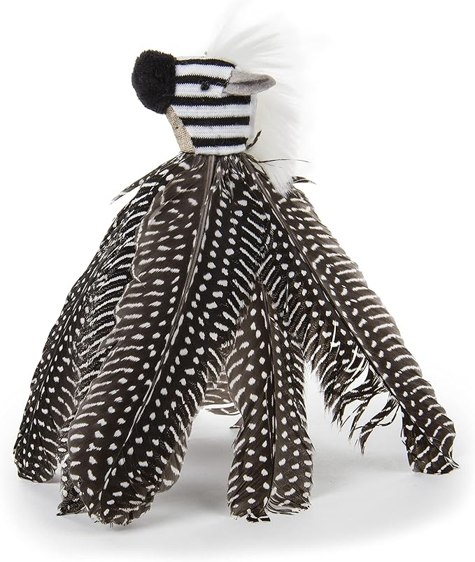 Petlinks HappyNip Zippy Zebra Feather Cat Toy, Contains Silvervine & Catnip - Black/White, One Size - PAWPICO