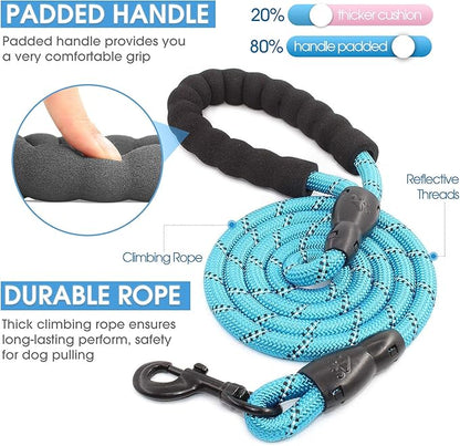 BAAPET 2/4/5/6 FT Dog Leash with Comfortable Padded Handle and Highly Reflective Threads for Small Medium and Large Dogs (5FT-1/2'', Blue) BAAPET