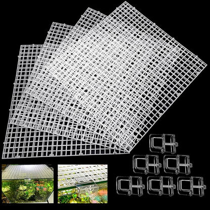 4 Aquarium lid Hood Fish Tank top Cover Terrarium lid Plastic Grid Panel Egg Crate Grate 6 Aquarium Glass Cover Board Clip Weramics