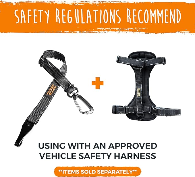 Mighty Paw Dog Seat Belt For Car - LATCH Compatible Adjustable Dog Seatbelt Harness for Small, Medium and Large Pets. Distraction Free Driving, Heavy-Duty Design with Aviation Grade Aluminum Carabiner - PAWPICO