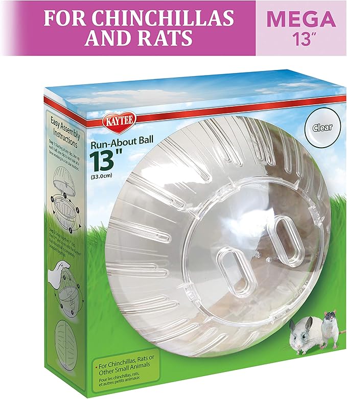 Kaytee 13" Clear Run-About Exercise Ball For Pet Rats & Chinchillas Kaytee