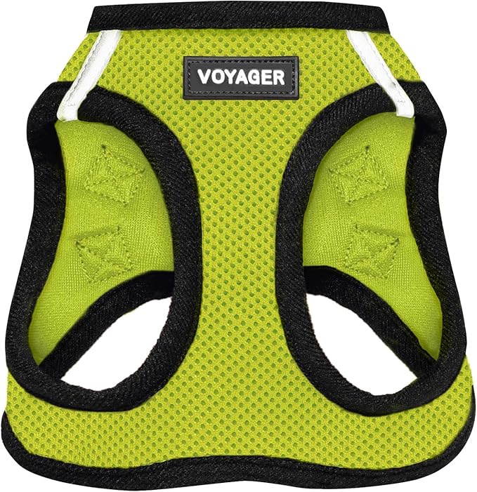 Voyager Step-in Air Dog Harness - All Weather Mesh, Reflective, No Pull Harness for Small, Medium Dogs, Cats - Secure with Hook & Loop Fastener, Buckle, Double D-Rings - Lime Green/Black Trim, XS BestPetSuppliesLLC