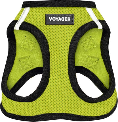 Voyager Step-in Air Dog Harness - All Weather Mesh, Reflective, No Pull Harness for Small, Medium Dogs, Cats - Secure with Hook & Loop Fastener, Buckle, Double D-Rings - Lime Green/Black Trim, XS BestPetSuppliesLLC