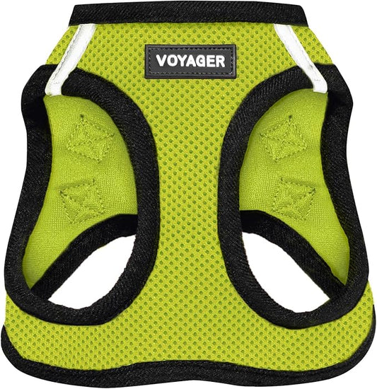 Voyager Step-in Air Dog Harness - All Weather Mesh, Reflective, No Pull Harness for Small, Medium Dogs, Cats - Secure with Hook & Loop Fastener, Buckle, Double D-Rings - Lime Green/Black Trim, XS BestPetSuppliesLLC