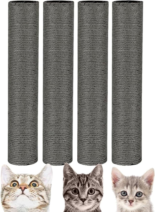 BNOSDM 4 Pcs M8 Cat Scratching Post Replacement Pole 15”x2.75” Cat Scratcher Posts Refill Sisal Scratch Part for Refurbishment Hemp Spare Cat Furniture Accessories Ash Black - PAWPICO