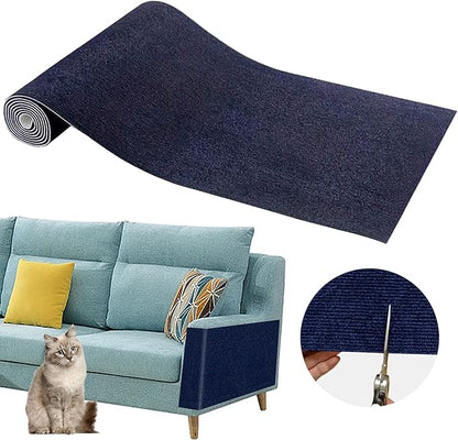 Cat Scratch Furniture Protector Pads with Self-Adhesive Backing, 98.5"X15.8" Navy Blue Randomly Cutting Trimmable Cat Scratch Carpet Mat Post Tree Shelves Cover Replacement for Sofa,Couch,Door,Corner - PAWPICO
