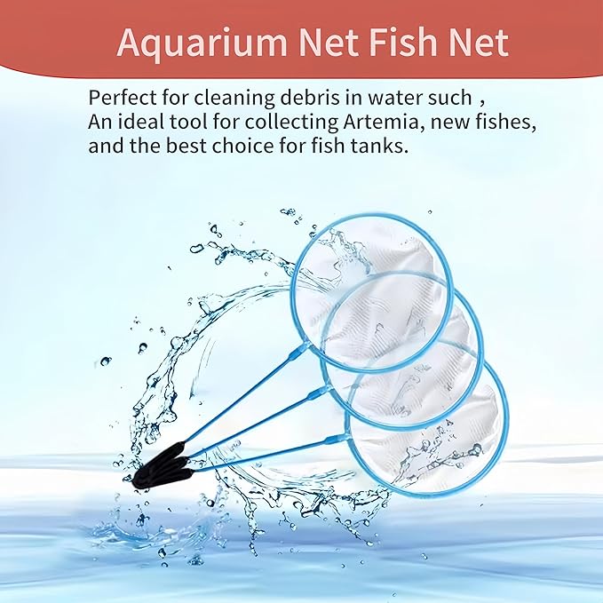 20pcs Aquarium Fish Net Cleaner Net Fish Tank Filter Nets, Brine Shrimp Sieve Fish Net High Density Mesh,Blue FKUMLUN
