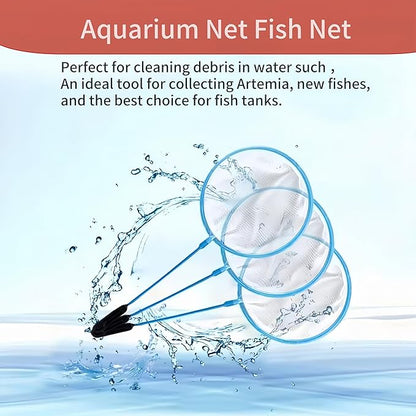 20pcs Aquarium Fish Net Cleaner Net Fish Tank Filter Nets, Brine Shrimp Sieve Fish Net High Density Mesh,Blue FKUMLUN