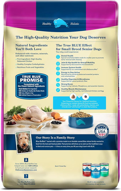 Blue Buffalo Life Protection Formula Small Breed Senior Dry Dog Food, Supports Joint Health and Immunity, Made with Natural Ingredients, Chicken & Brown Rice Recipe, 5-lb Bag - PAWPICO