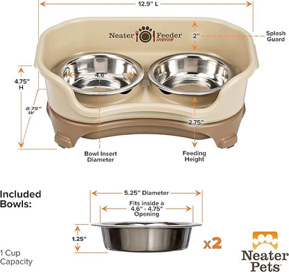 Neater Feeder - Express Model - Mess-Proof Cat & Dog Bowls – Made in USA – Elevated, No Spill, Non-Tip, Raised Stainless Steel Food & Water Bowls - PAWPICO