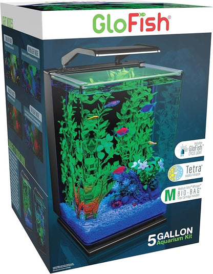 GloFish Aquarium Kit Fish Tank with LED Lighting and Filtration Included GloFish
