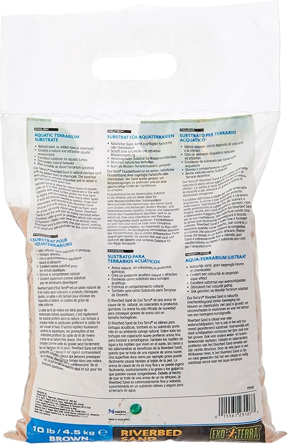 Exo Terra Riverbed Sand, 10-Pounds - Real Riverbed Sand with No Added Dyes or Chemicals ExoTerra