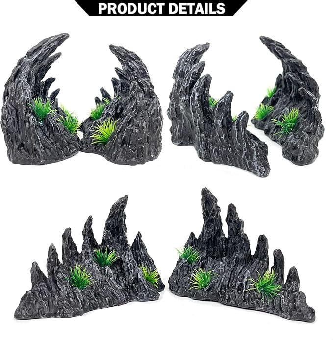 Aquarium Decoration Large and Tall for Fish Tank Rock Thematic Ornaments Aquarium Mountain View Stone Ornaments Aquarium Decor Shelter House Cave Fish Tank Decoration - Medium VMCN