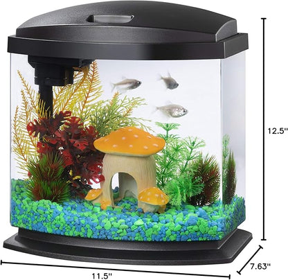 Aqueon LED MiniBow Small Aquarium Fish Tank Kit with SmartClean Technology, Black, 2.5 Gallon Aqueon