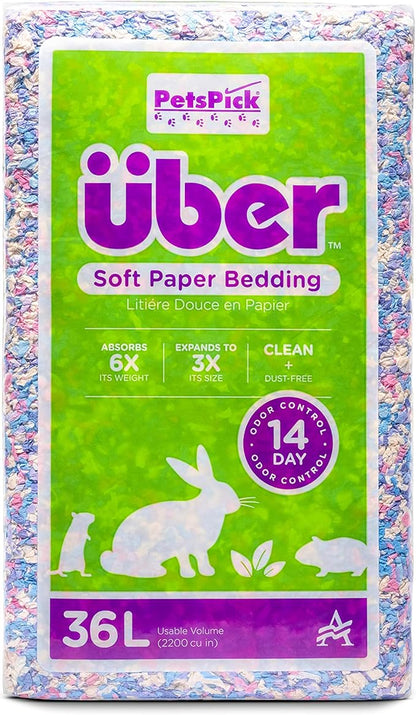 Uber Soft Paper Pet Bedding for Small Animals, Confetti, 36L PetsPick%C2%AE