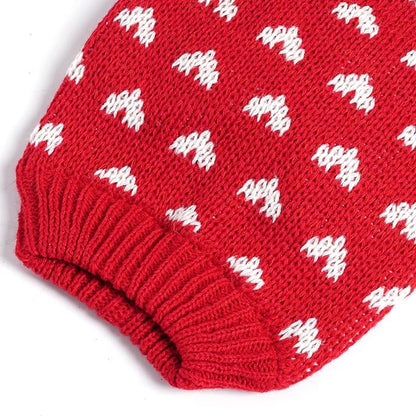 Dxhycc Dog Knitted Sweater Dog Heart Sweater Puppy Sweater Warm Soft Pet Holiday Clothes for Medium Cats and Dogs (Red, M) - PAWPICO