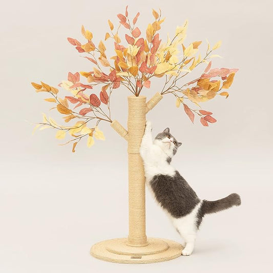 Cat Scratching Post 41.7" Tall Scratching Post for Indoor Cats Cat Scratcher Cat Tree Wrapped Sisal Rope Large Cat Scratching Post Cute Cat Scratching - PAWPICO