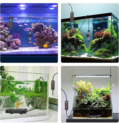AQQA Small Aquarium Heater,Submersible Fish Tank Heater Adjustable Temperature,Mini Short Dual-use Fish Heater with LED Digital Display Thermostat,Saltwater Freshwater 50W AQQA