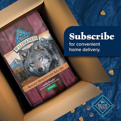 Blue Buffalo Wilderness Rocky Mountain Recipe High-Protein Adult Dry Dog Food, Made in the USA with Natural Ingredients Plus Wholesome Grains, Bison, 28-lb. Bag - PAWPICO