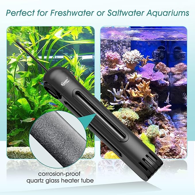 hygger 500W Submersible Aquarium Heater with Digital Controller, Auto Shut Off Fish Tank Heater for 66-132 Gallon Freshwater/Saltwater Reef Tank hygger
