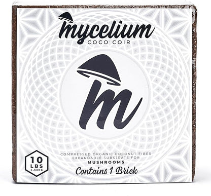 Mycelium Organic Coco Coir Brick 10lbs - Ideal for Mushroom Cultivation Mushroom Substrate - OMRI Certified, Expands with Water, Eco-Friendly Soil Alternative Mycelium