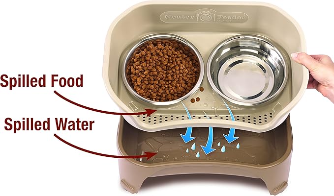 Neater Feeder Express Medium to Large Mess Proof Feeder for Medium to Large Dogs, 7 Cup Stainless Steel Bowls, Elevated, No Spill, Non-Tip, Non-Slip Elevated Dog Bowls. Made in USA - PAWPICO
