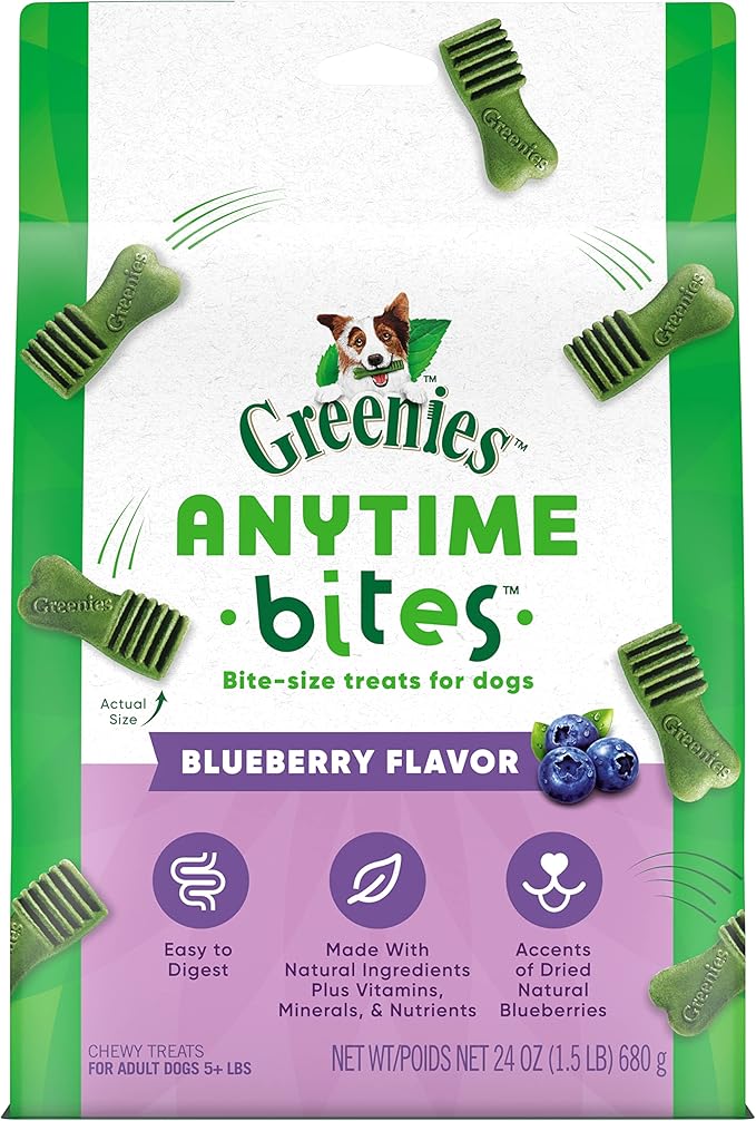 GREENIES ANYTIME BITES Dog Treats, Blueberry Flavor, 24 oz. bag - PAWPICO
