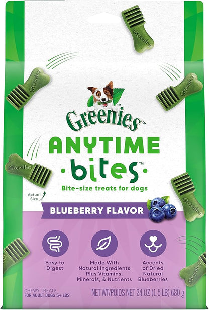 GREENIES ANYTIME BITES Dog Treats, Blueberry Flavor, 24 oz. bag - PAWPICO