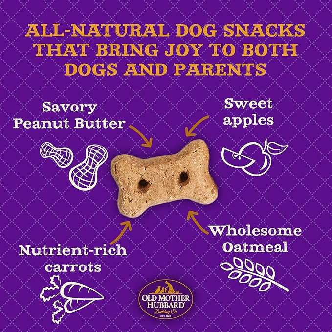 Old Mother Hubbard by Wellness Classic P-Nuttier Natural Dog Treats, Crunchy Oven-Baked Biscuits, Ideal for Training, Large Size, 3.3 pound bag - PAWPICO